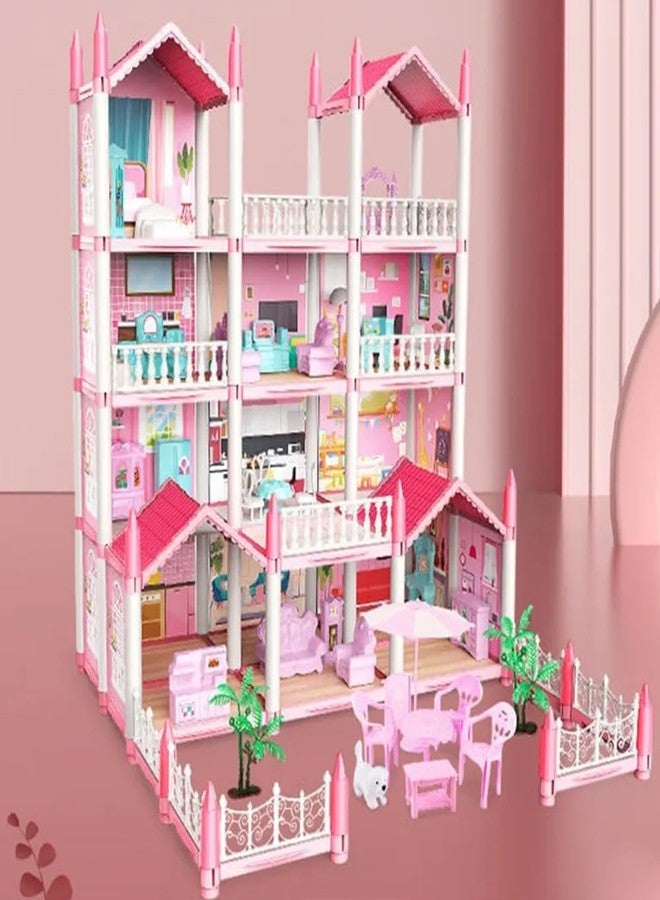 JOYJAY Dollhouse with 3-Story 9 Rooms, Dream Gift Princess Doll House Playset with Furniture Pool Slide, Pink Toddler Toy House for 3 4 5 6 7 8 9 10 Year Old Girls (9rooms 3 Layer) - Image 1